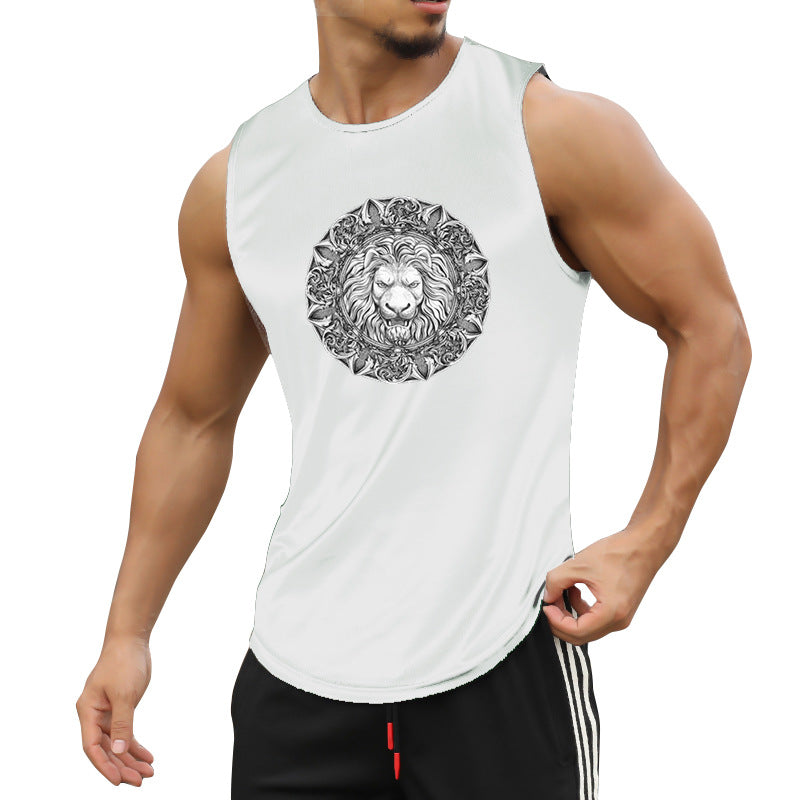 Gymwear Men's Round-neck Sleeveless Outdoor Sports Fitness Top Fitness Vest
