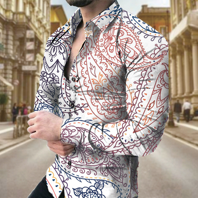 Paisley pattern 3D printed men's casual shirt plus size men's clothing (Item 61-70)