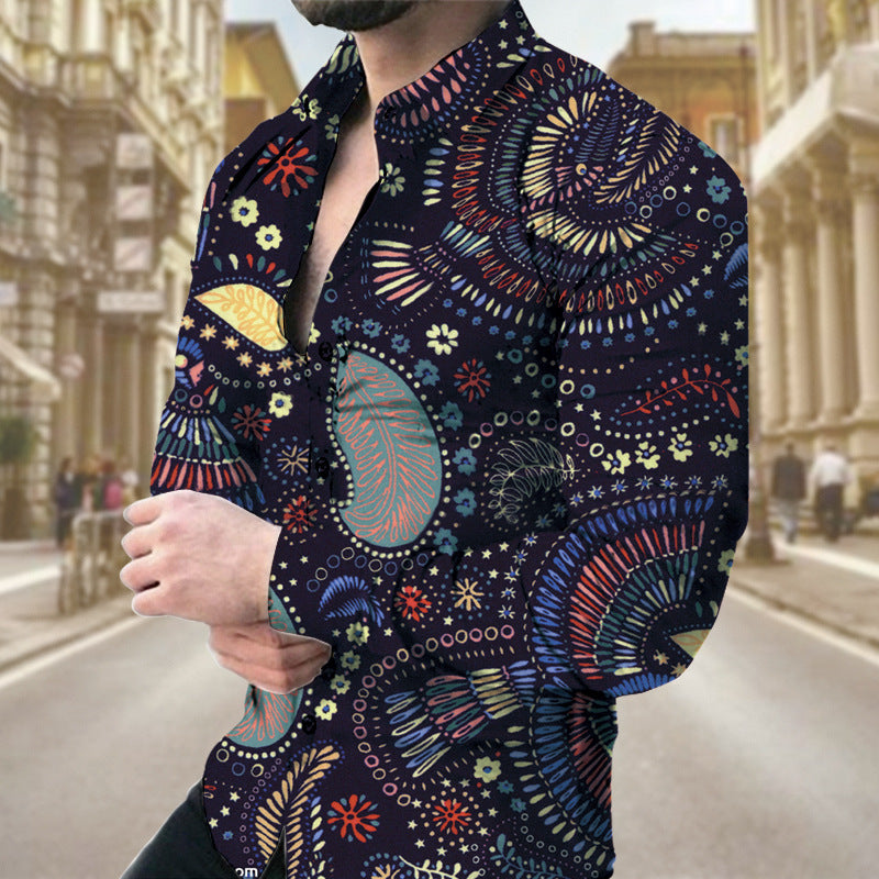 Paisley pattern 3D printed men's casual shirt plus size men's clothing (Item 01-10)