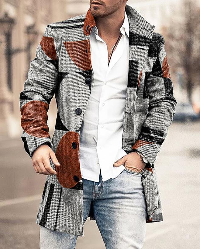 Men's Overcoat Matching Coat Male Full Sleeve Single Breasted Button