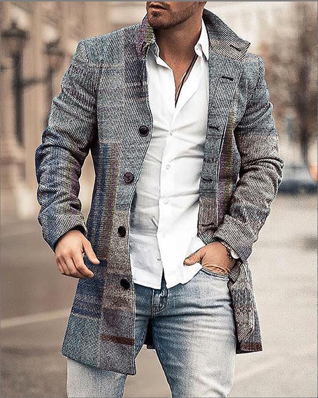 Men's Overcoat Matching Coat Male Full Sleeve Single Breasted Button