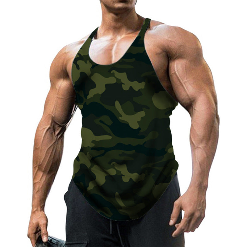 Camouflage Gymwear Cotton Sleeveless Tank Tops for Men