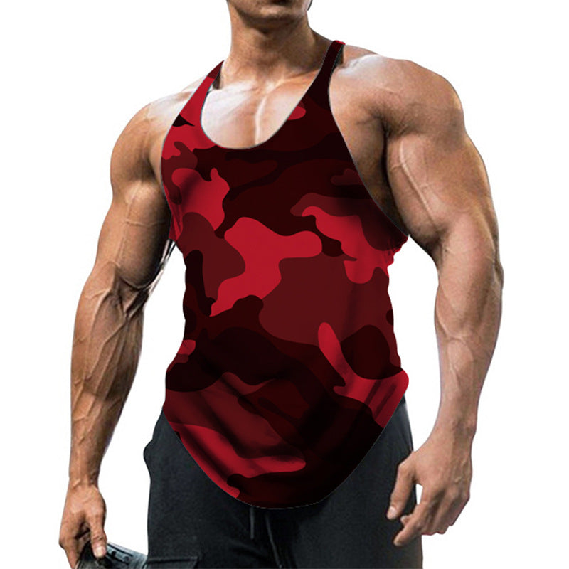 Camouflage Gymwear Cotton Sleeveless Tank Tops for Men